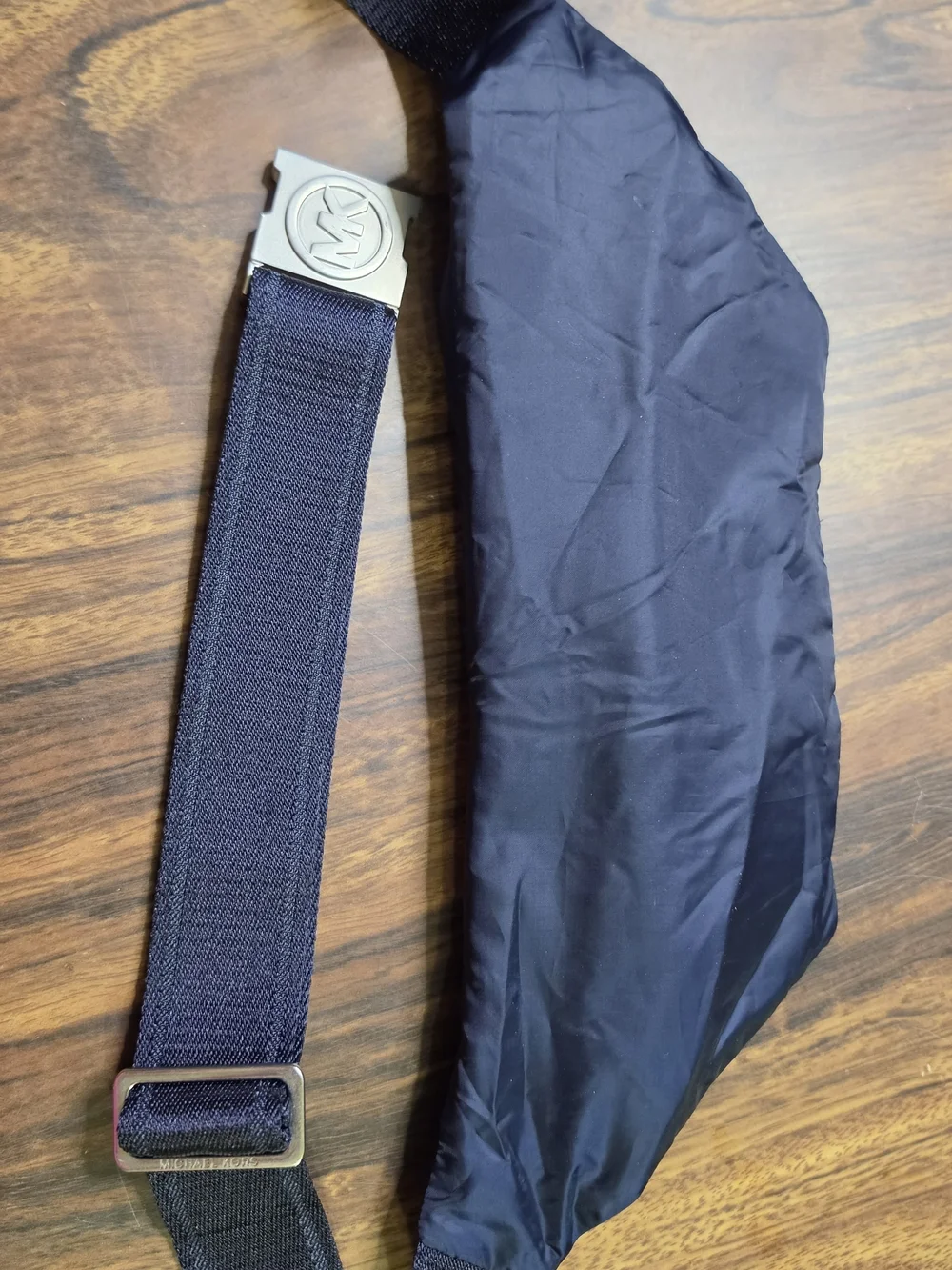 Michael Kors Navy Blue Nylon Crossbody Belt Bag Fanny Pack Silver Buckle